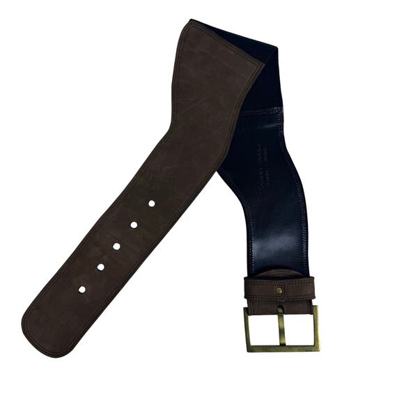 Johnny Farah Genuine Cowhide Leather Stretch Belt Brown - Picture 3 of 4